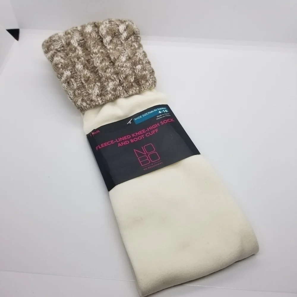 NWT No Boundaries fleece-lined knee-high sock and cable-knit boot cuff